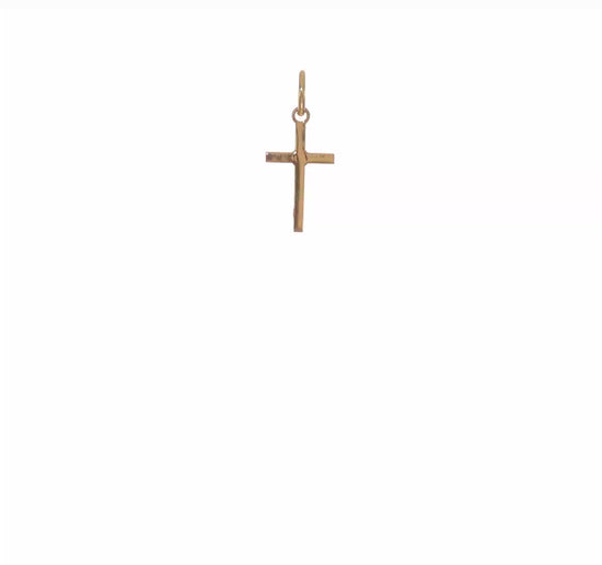 14K gold polished slim cross charm video - D5868