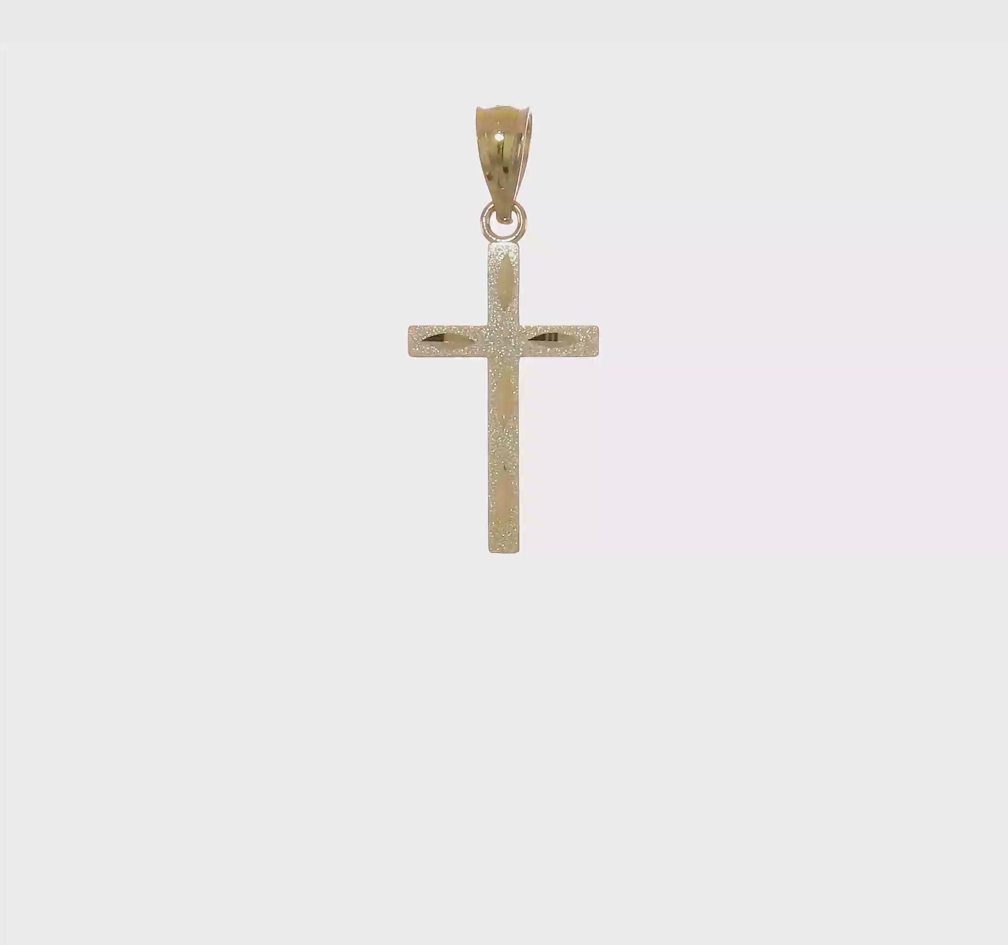 14K Yellow Gold Satin Diamond-Cut Cross Pendant – M1344 product video