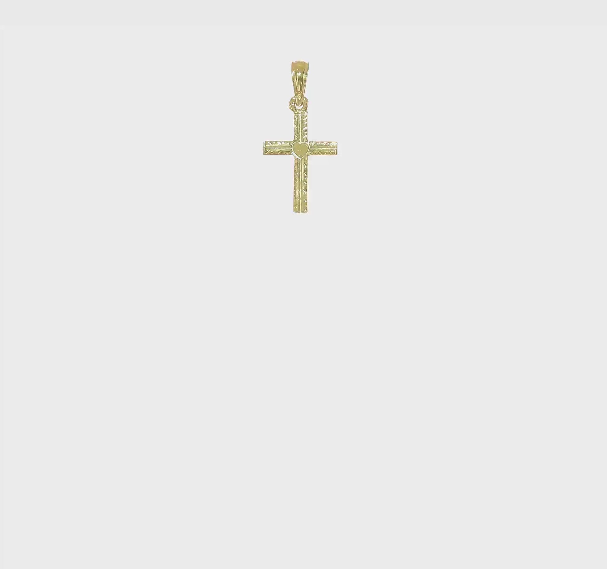 10K gold cross with heart center charm video - 10K8367