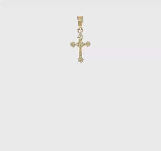 10K Gold Mini Crucifix with Fancy Tips Charm Pendant video