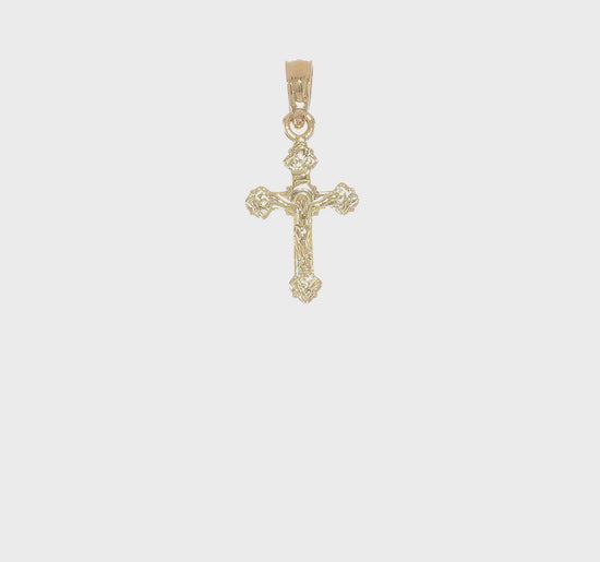 14K Gold Mini Crucifix with Fancy Tips Charm Pendant video