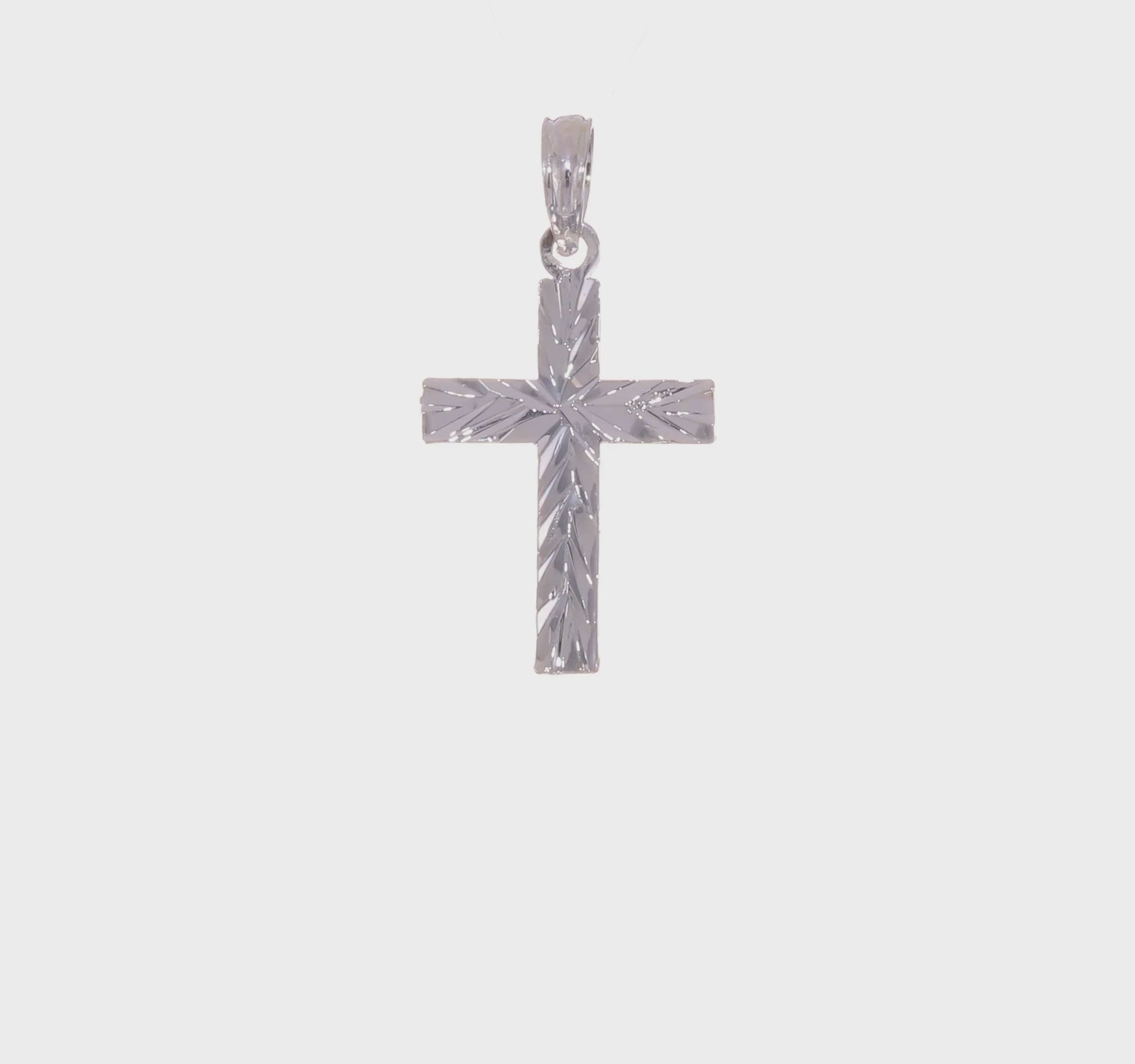 De-Ani Sterling Silver All-Over Diamond-Cut Latin Cross Pendant - product video