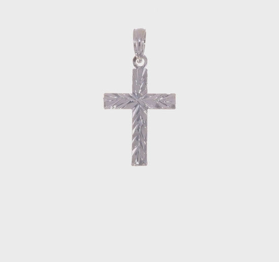 De-Ani Sterling Silver All-Over Diamond-Cut Latin Cross Pendant - product video