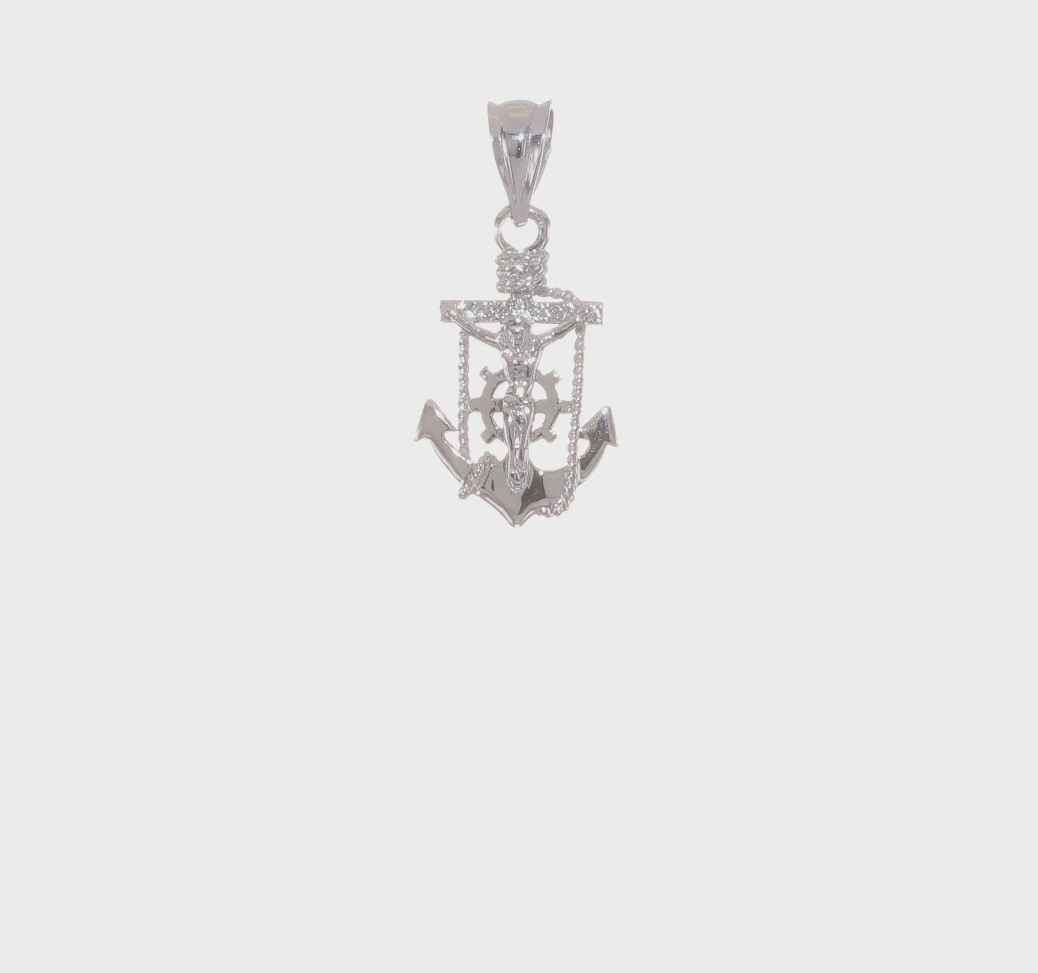 14K White Gold Mariner Crucifix Pendant video