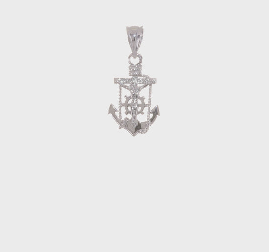 14K White Gold Mariner Crucifix Pendant video