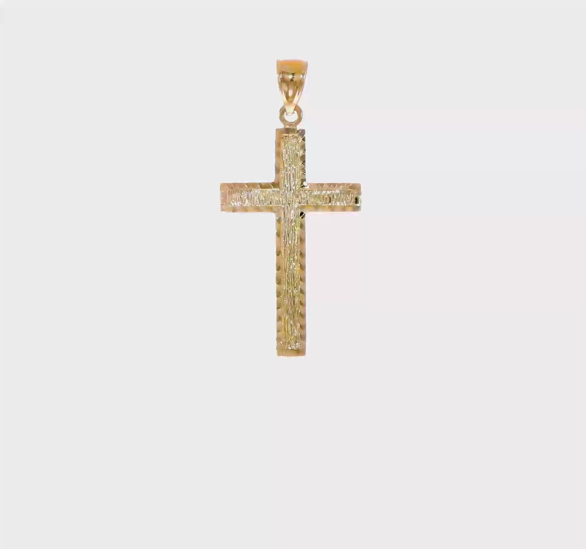 14K Gold Diamond-Cut Textured Cross Pendant - product video