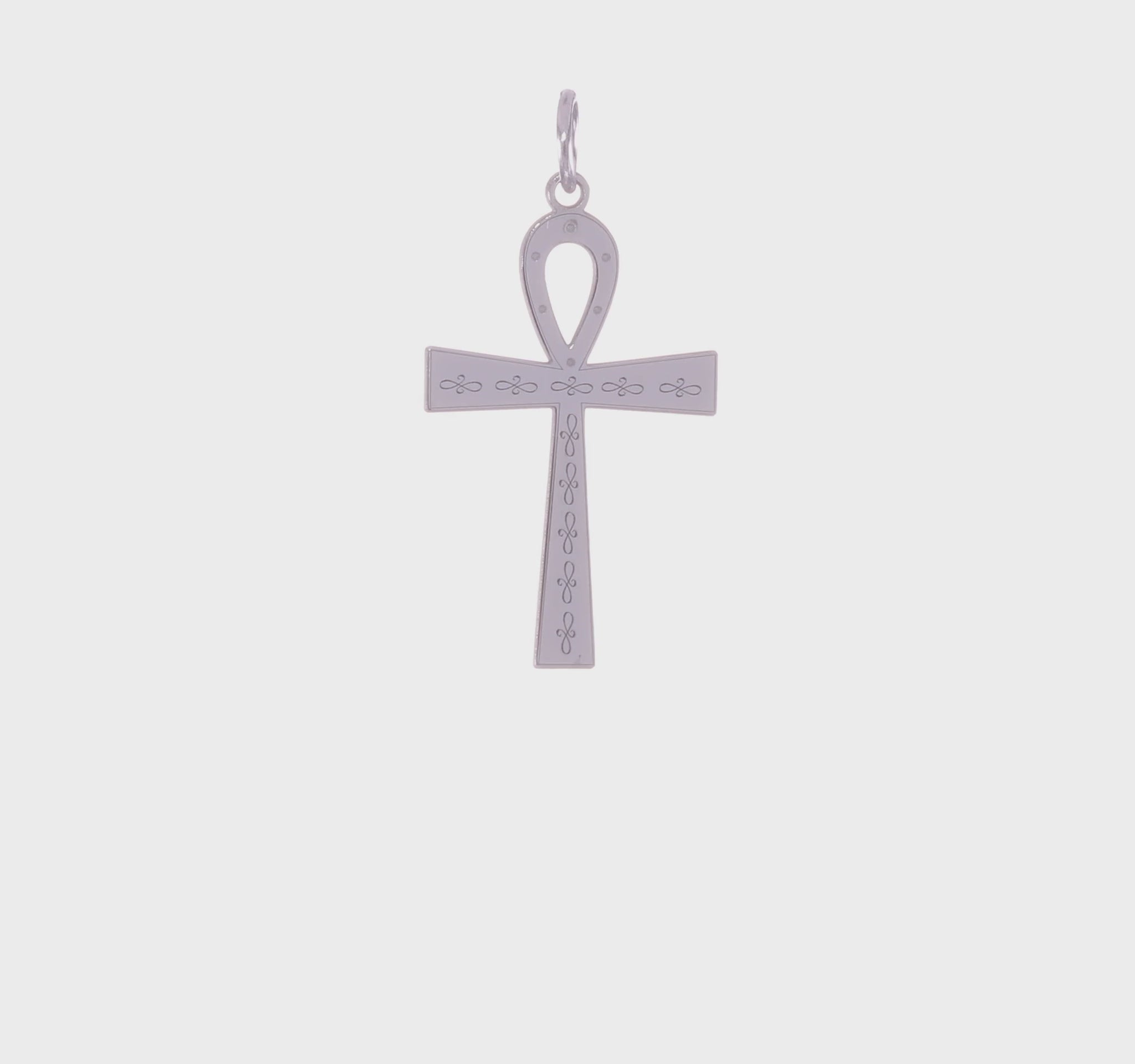 Silver laser cut ankh cross pendant 30 mm video - QXR138