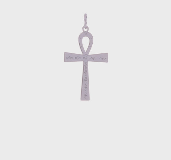 Silver laser cut ankh cross pendant 30 mm video - QXR138