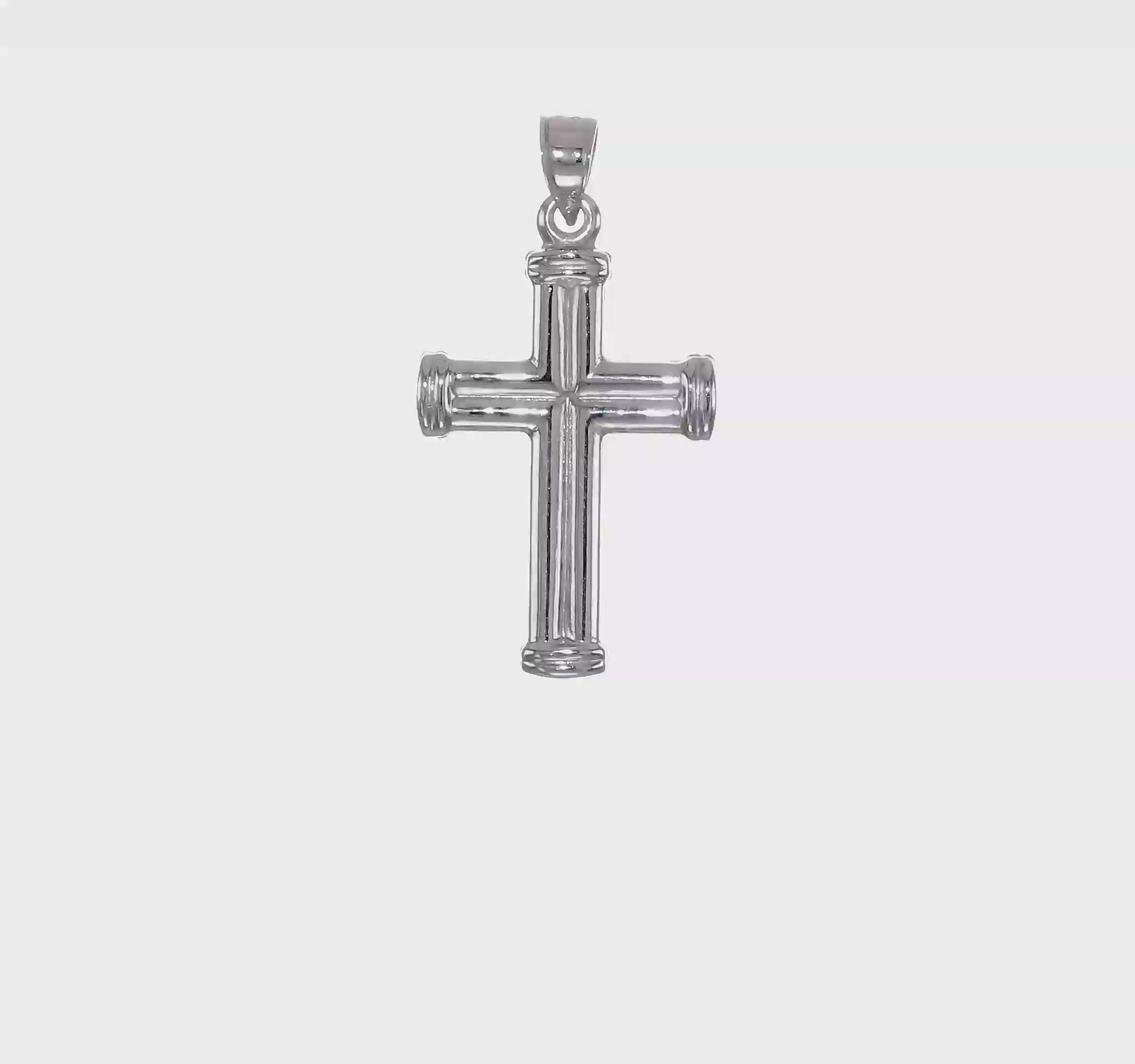 14K White Gold Hollow Cross Pendant video