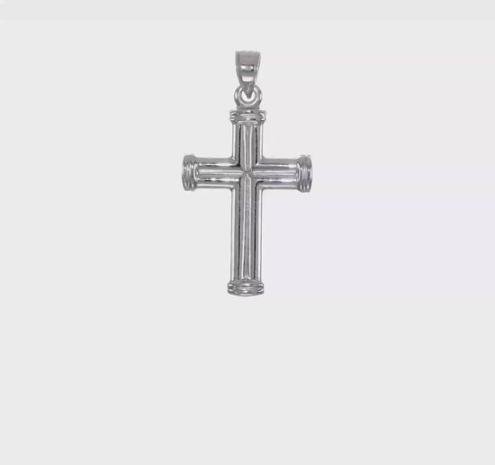 14K White Gold Hollow Cross Pendant video