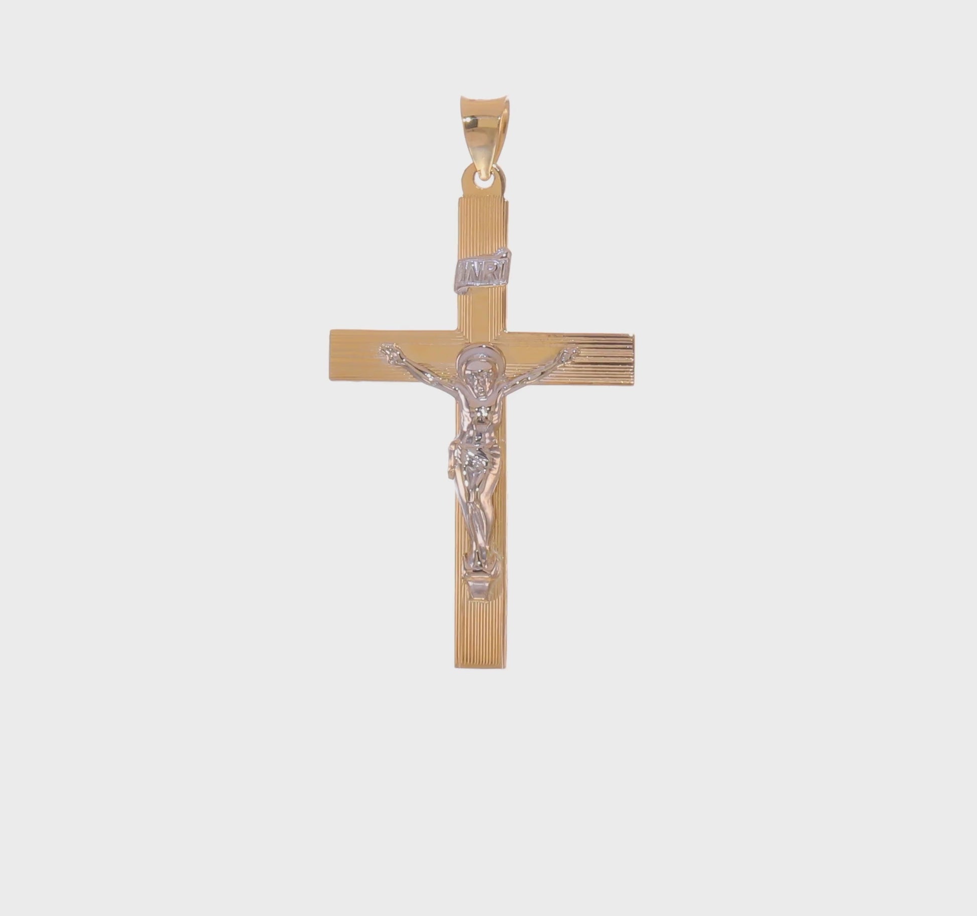14K Gold INRI Crucifix Cross Pendant – XR2075 product video