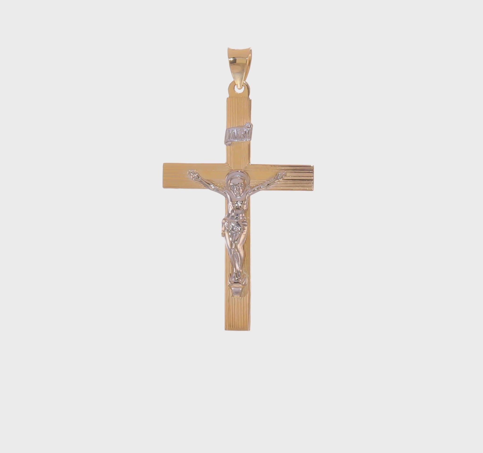 14K Gold INRI Crucifix Cross Pendant – XR2075 product video