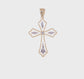 10K yellow gold rhodium diamond-cut cross pendant video - 10C1314