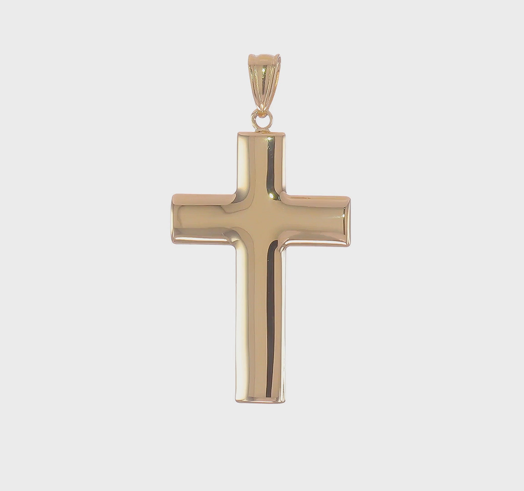 14K Yellow Gold Large Polished Latin Cross Pendant - product video