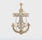 14K two-tone gold large mariner link crucifix pendant 56 mm video - C1419