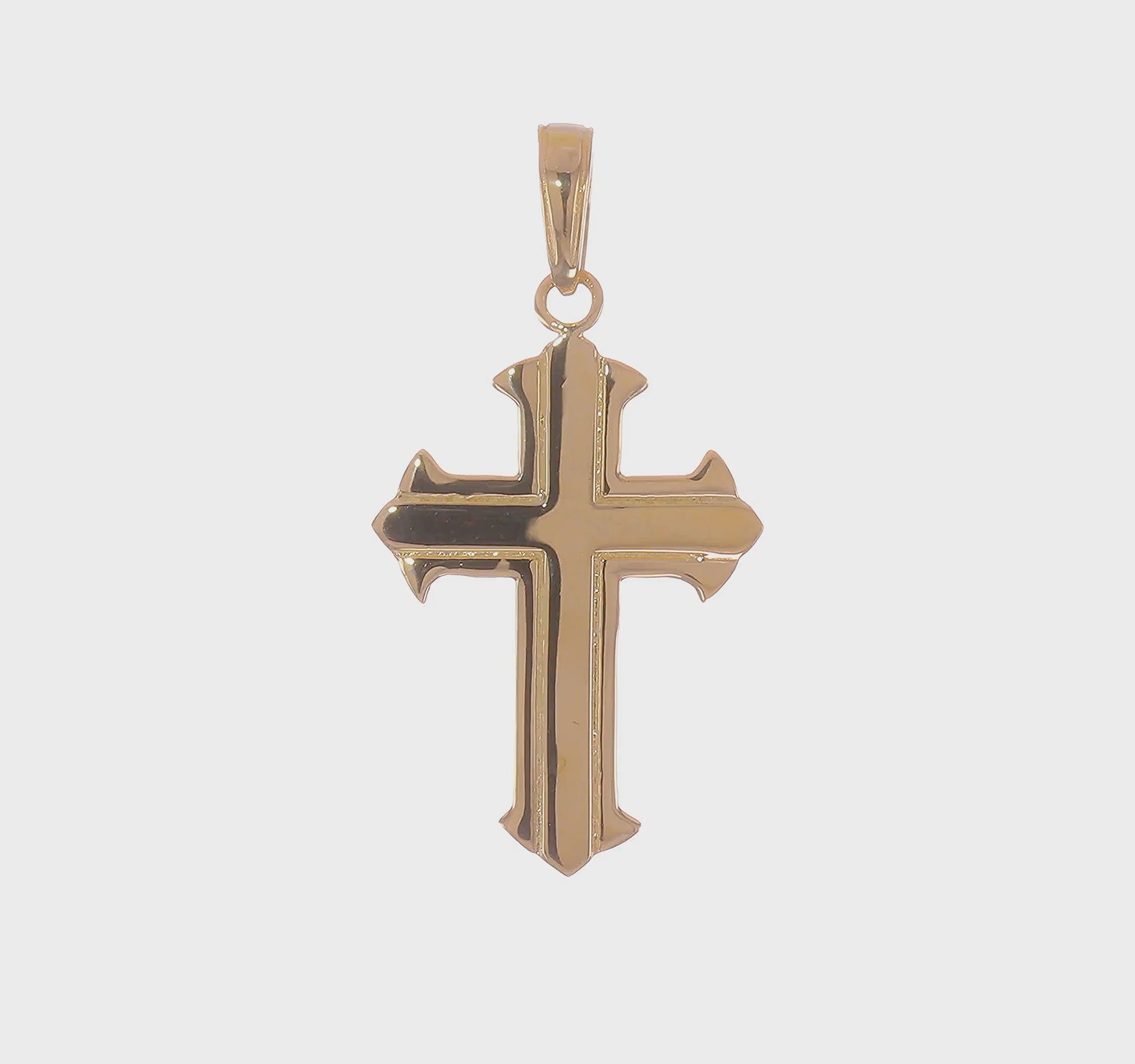 14K yellow gold polished Passion cross pendant video - D3521