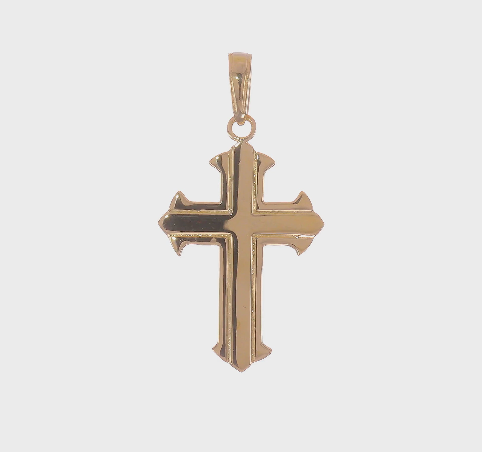 14K yellow gold polished Passion cross pendant video - D3521