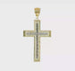 10K Gold and White Rhodium Large Diamond-Cut Cross Pendant video