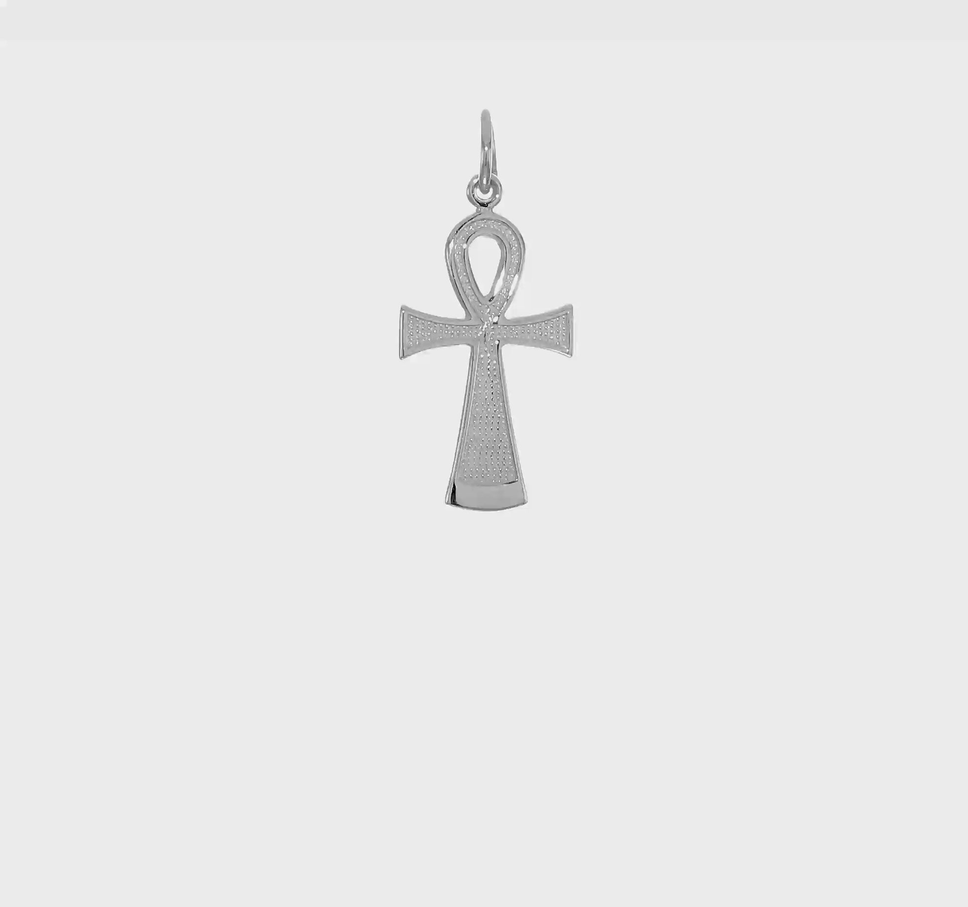 10K white gold solid Ankh Egyptian cross pendant video - 10C288W