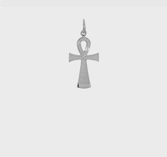 10K white gold solid Ankh Egyptian cross pendant video - 10C288W
