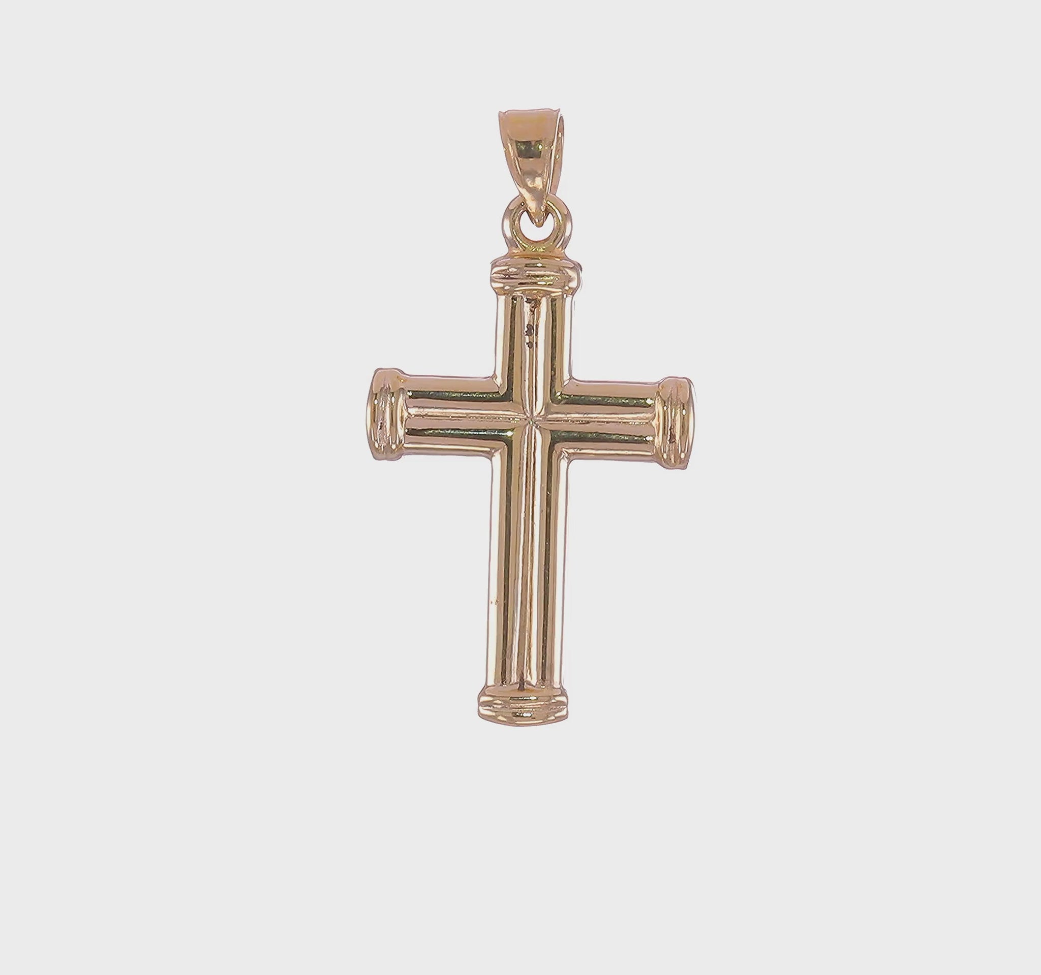 14K Yellow Gold Hollow Cross Pendant video
