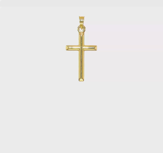 10K yellow gold polished cross pendant video - 10C1344