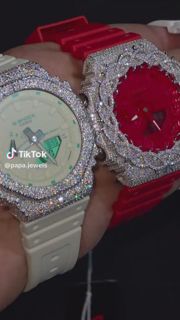 Iced out moissanite G-Shock watch video