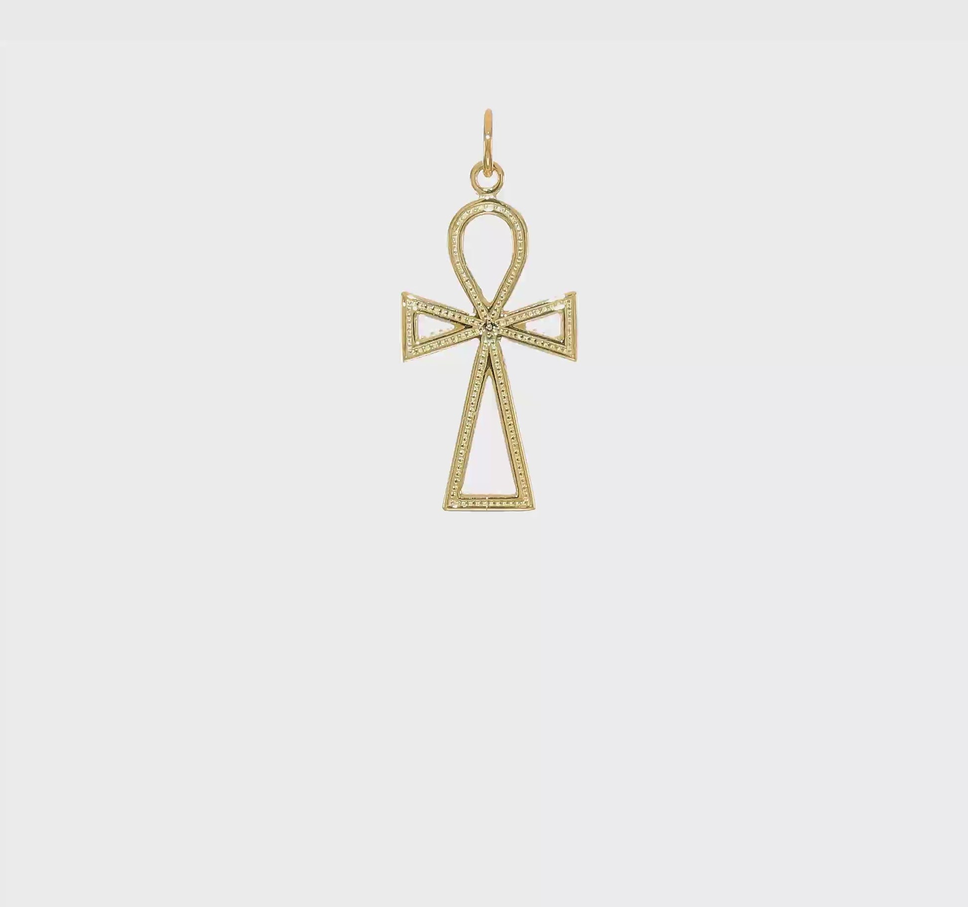 10K yellow gold ankh cross pendant video, large - 10C1475