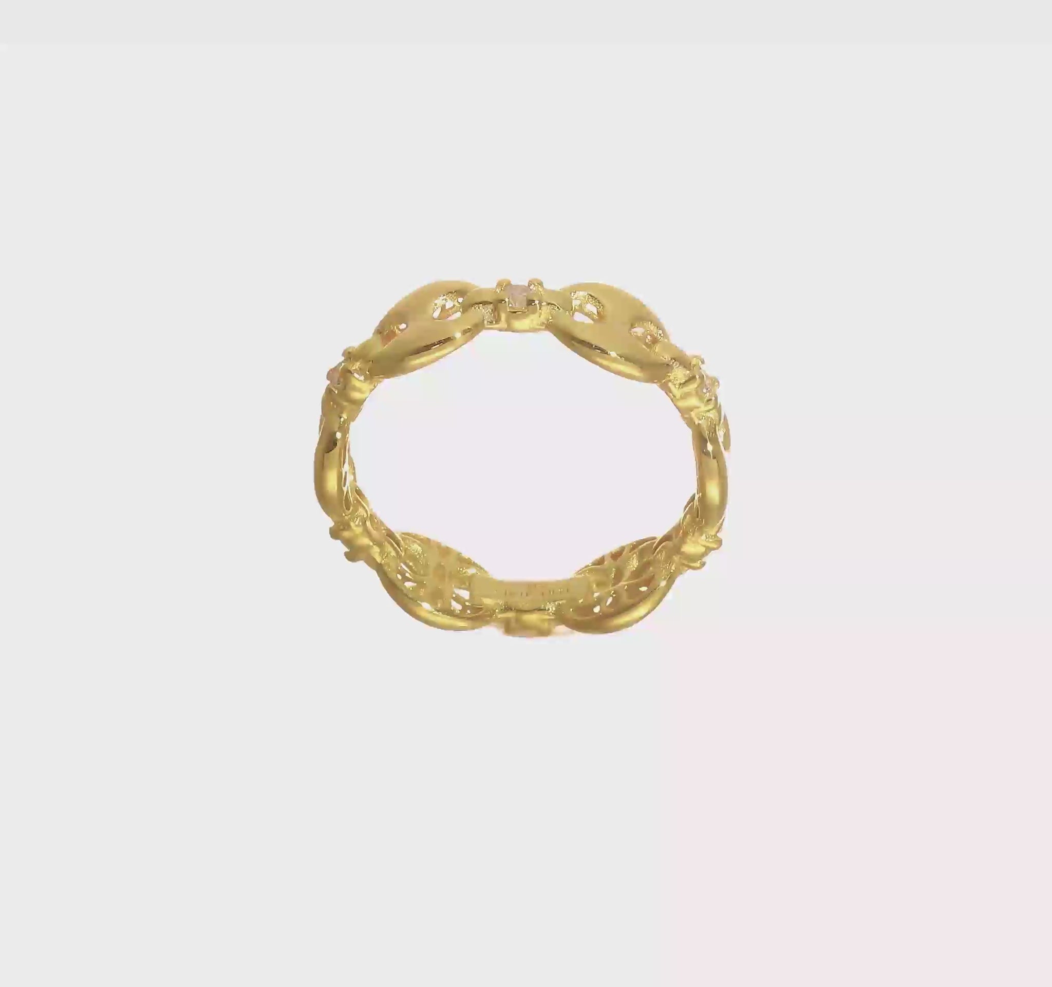 14K Gold Diamond Mariner Link Cocktail Ring - video
