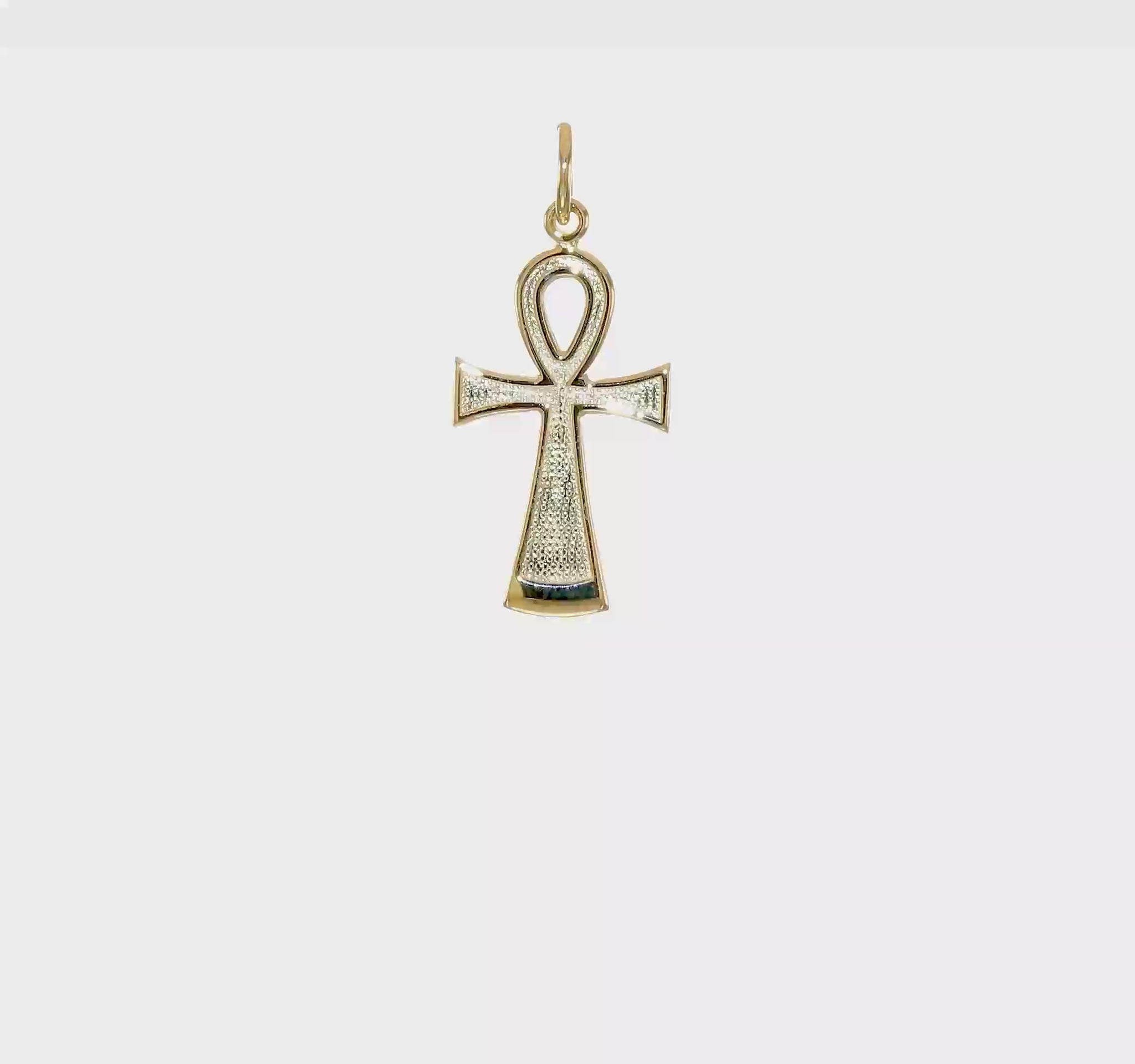 10K yellow gold solid Ankh Egyptian cross pendant video - 10C288