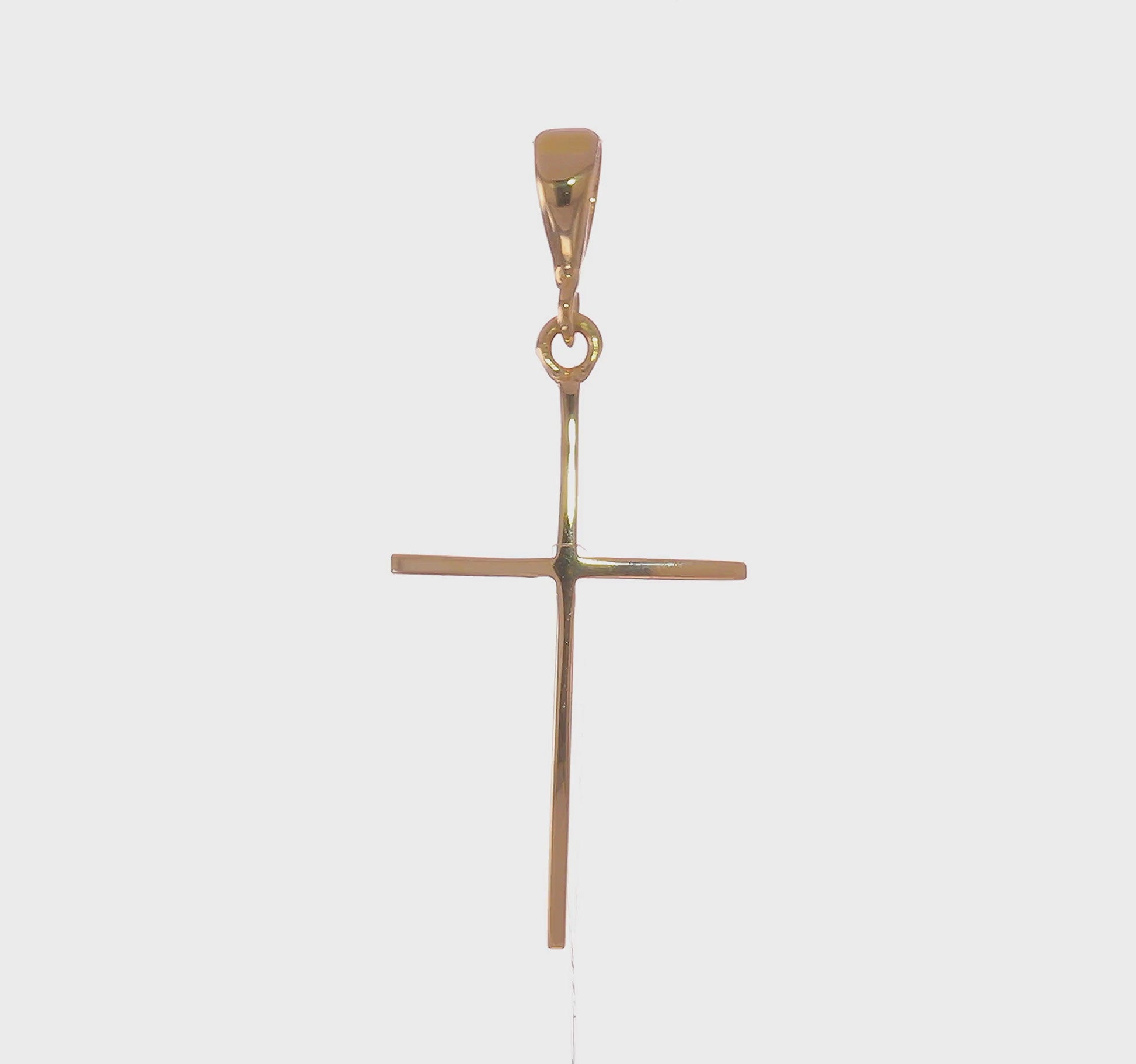14K Yellow Gold Polished Flat Cross Pendant - product video