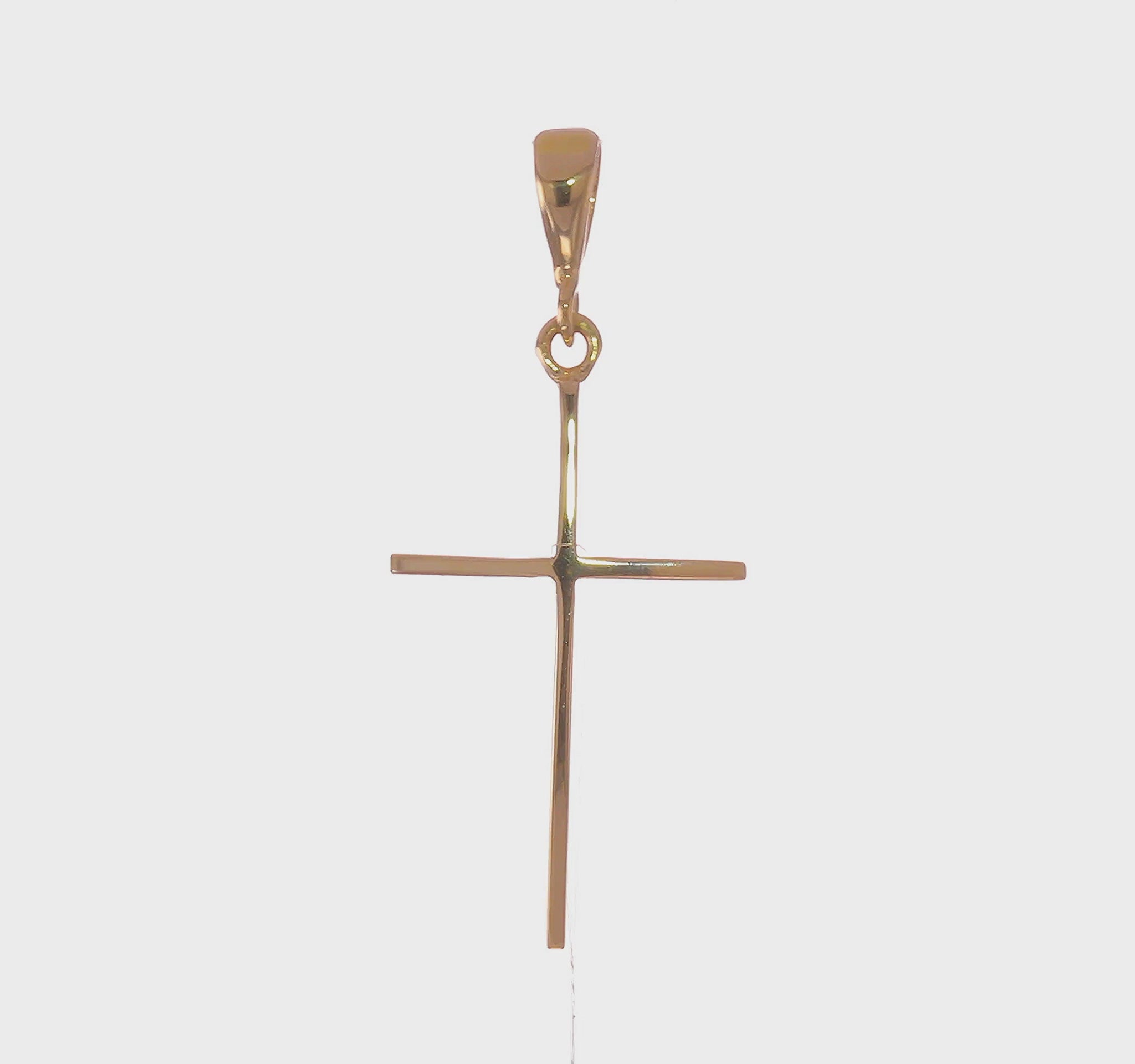 14K Yellow Gold Polished Flat Cross Pendant - product video