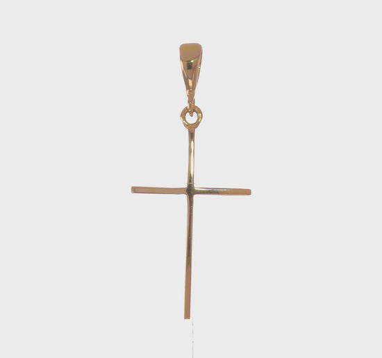 14K Yellow Gold Polished Flat Cross Pendant - product video