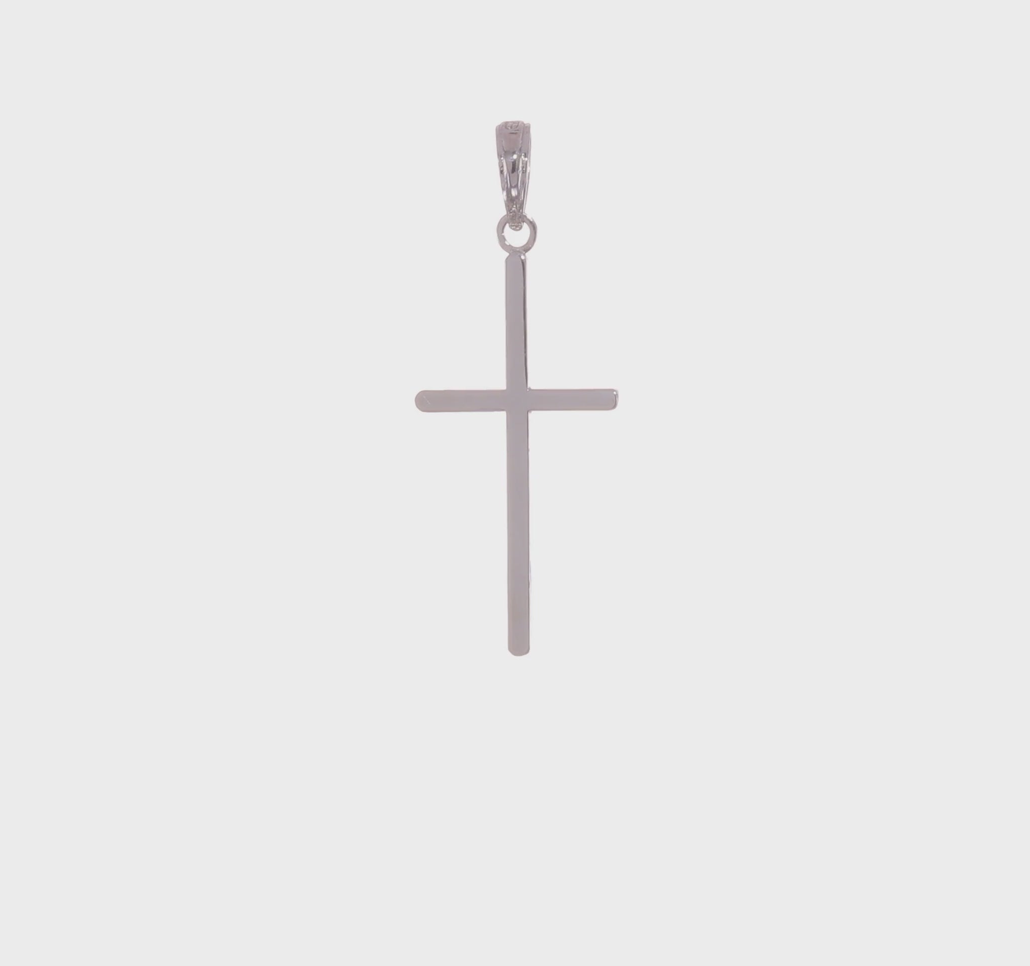 10K White Gold Polished Flat Cross Pendant - product video