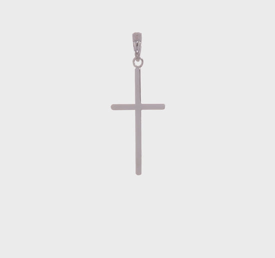 10K White Gold Polished Flat Cross Pendant - product video