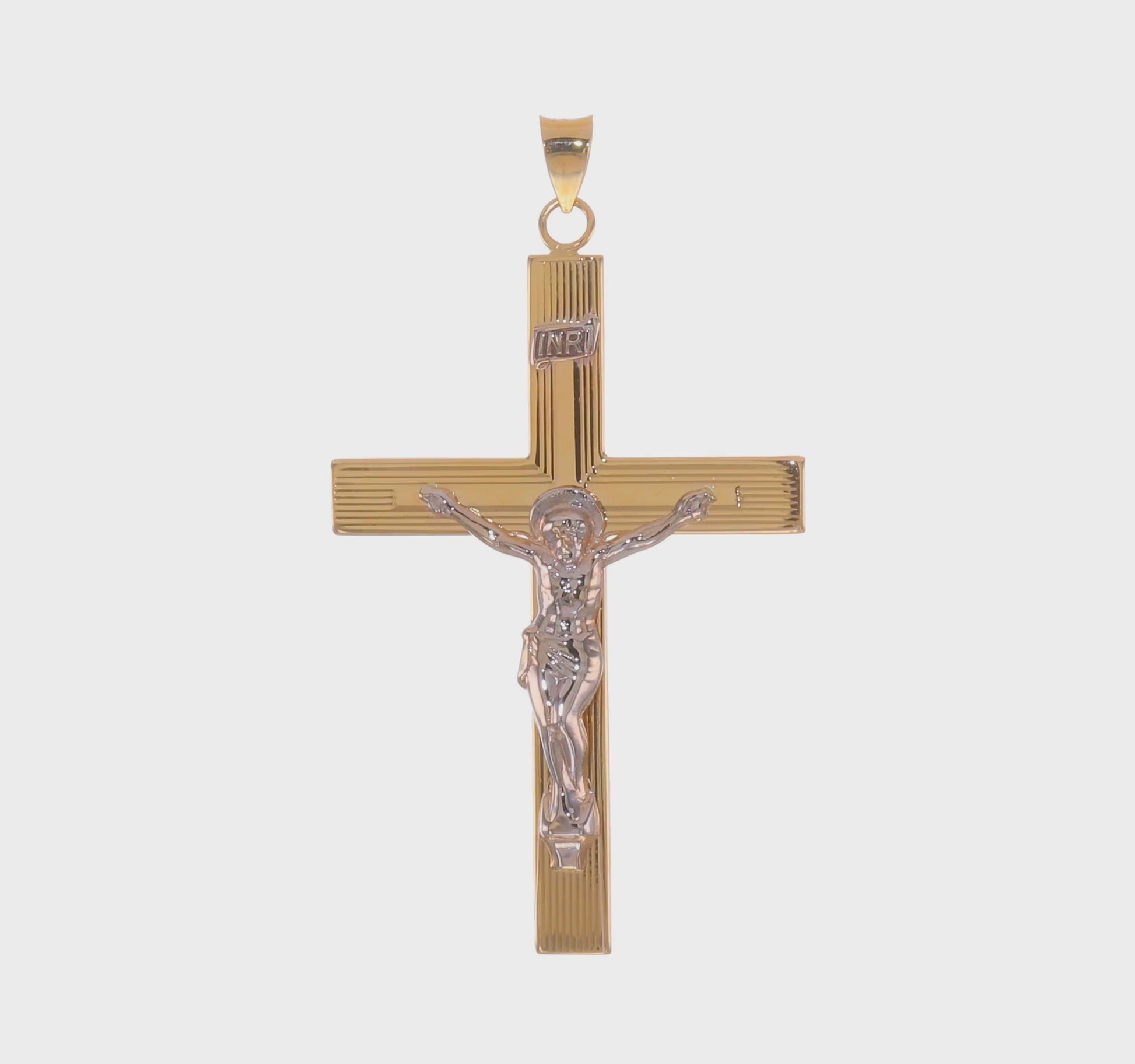 14K Gold INRI Crucifix Cross Pendant – XR2076 product video