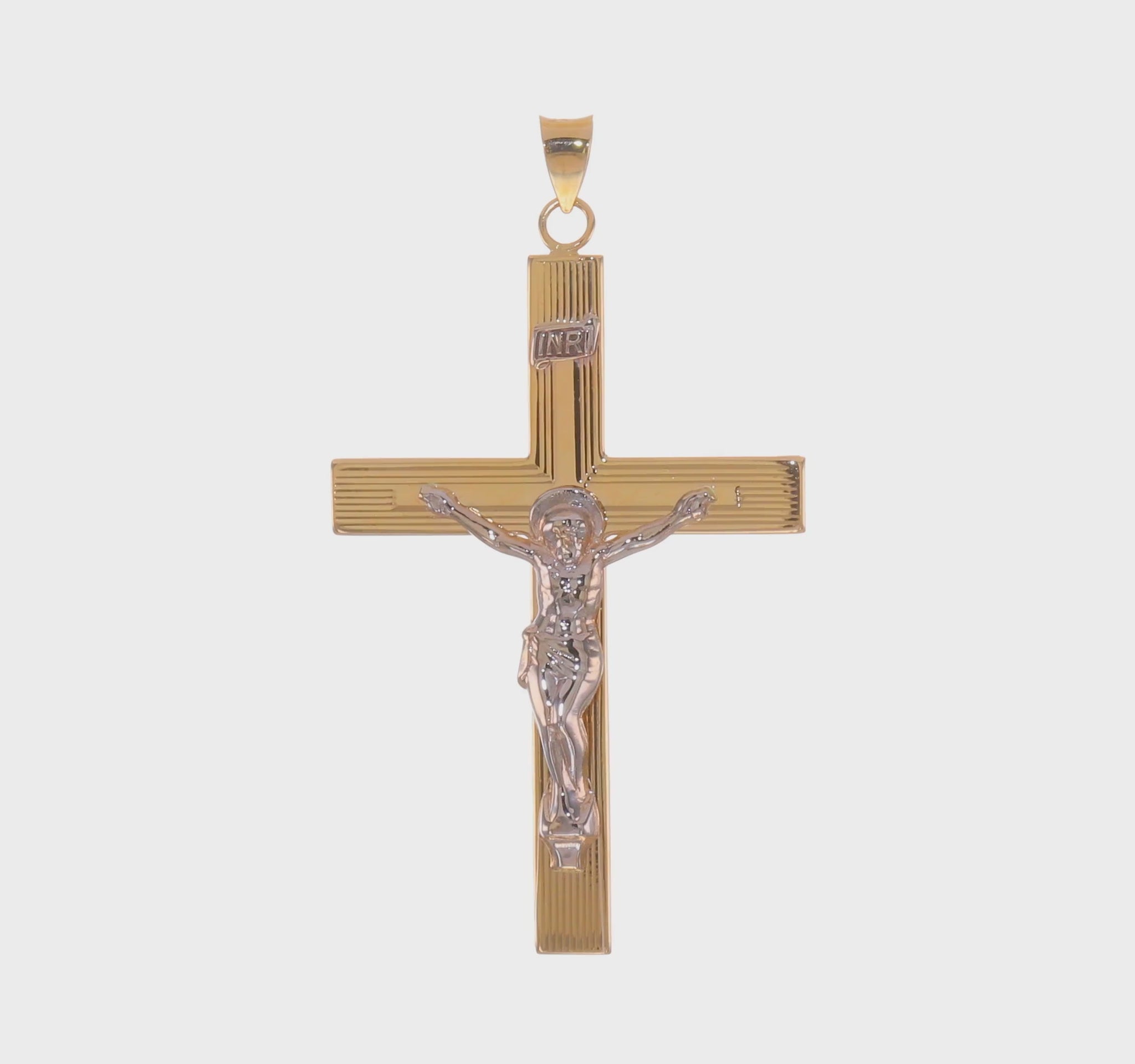 14K Gold INRI Crucifix Cross Pendant – XR2076 product video