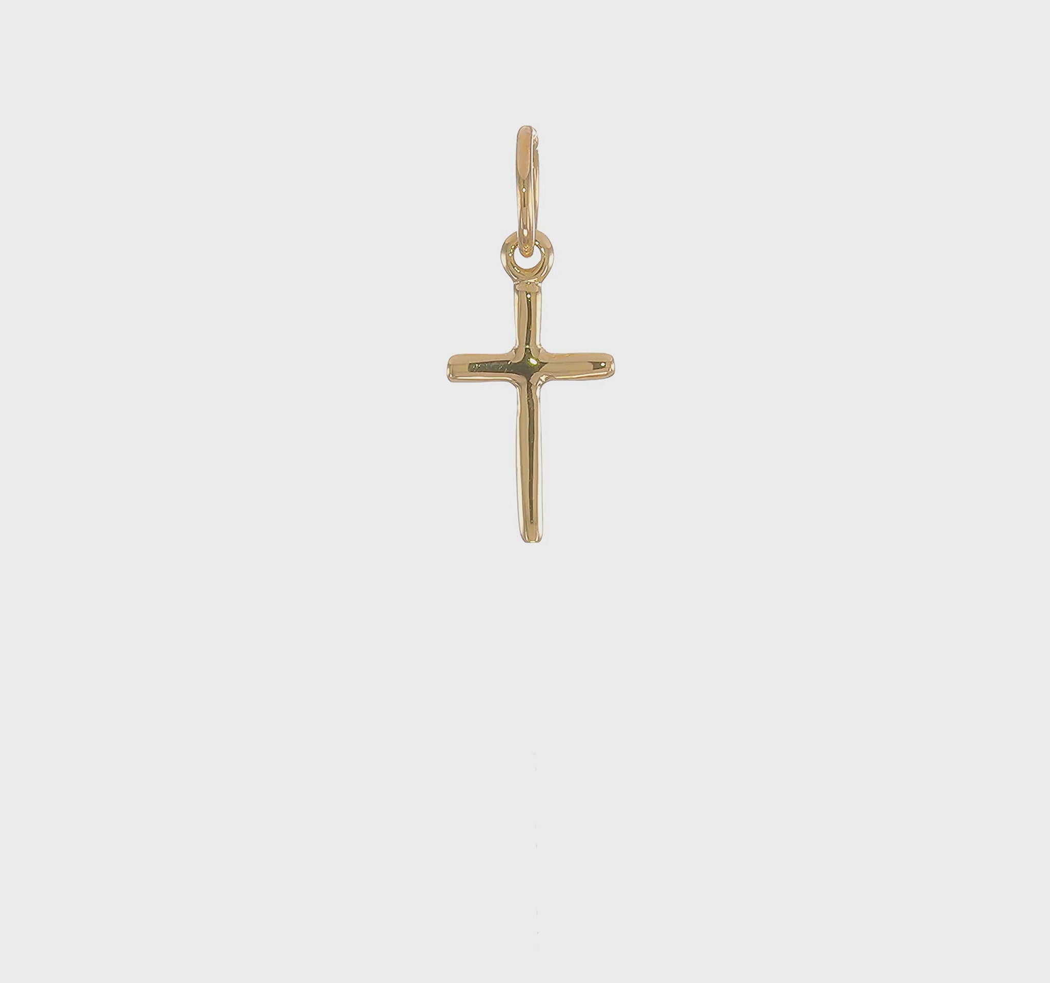 14K yellow gold small cross charm video - K2280