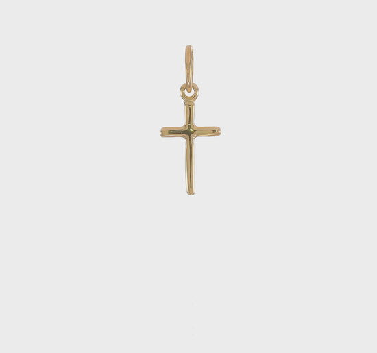 14K yellow gold small cross charm video - K2280