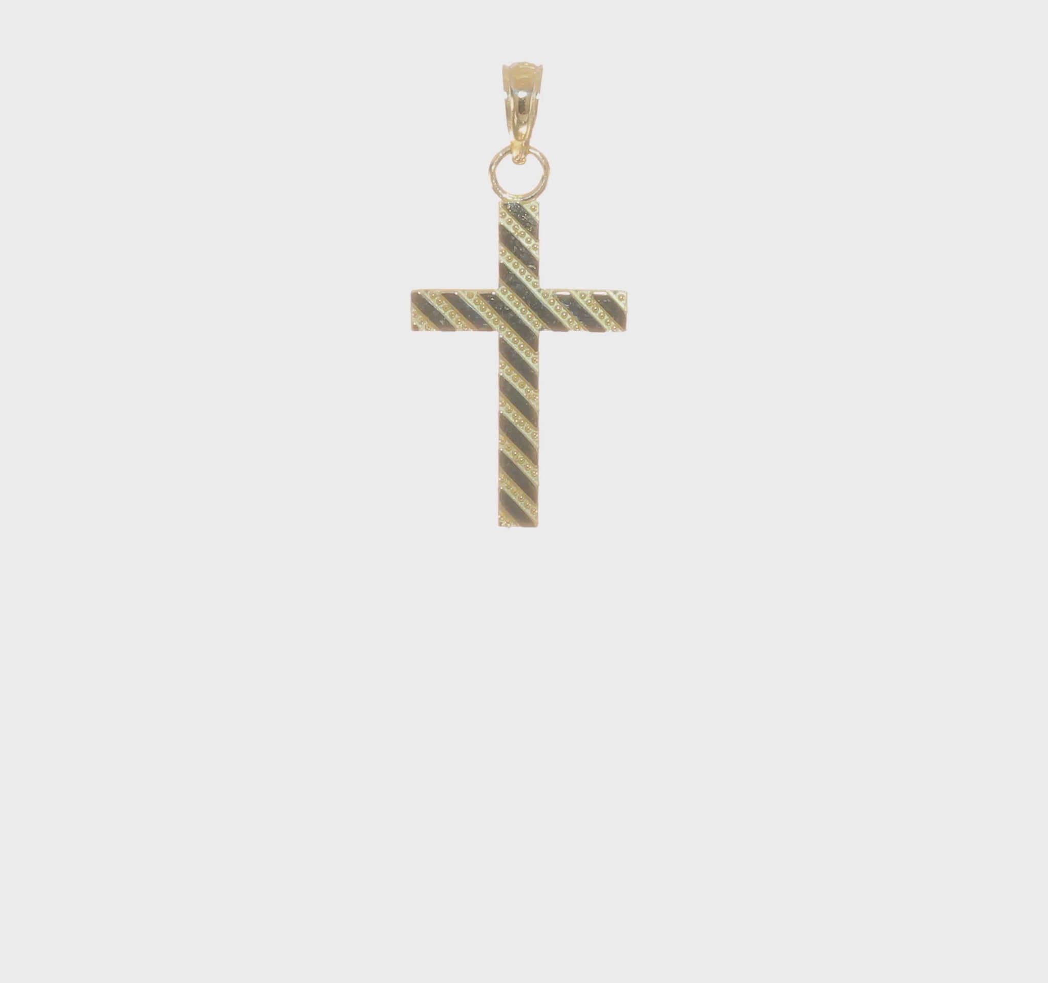 10K yellow gold beaded polished cross charm video - 10K8548