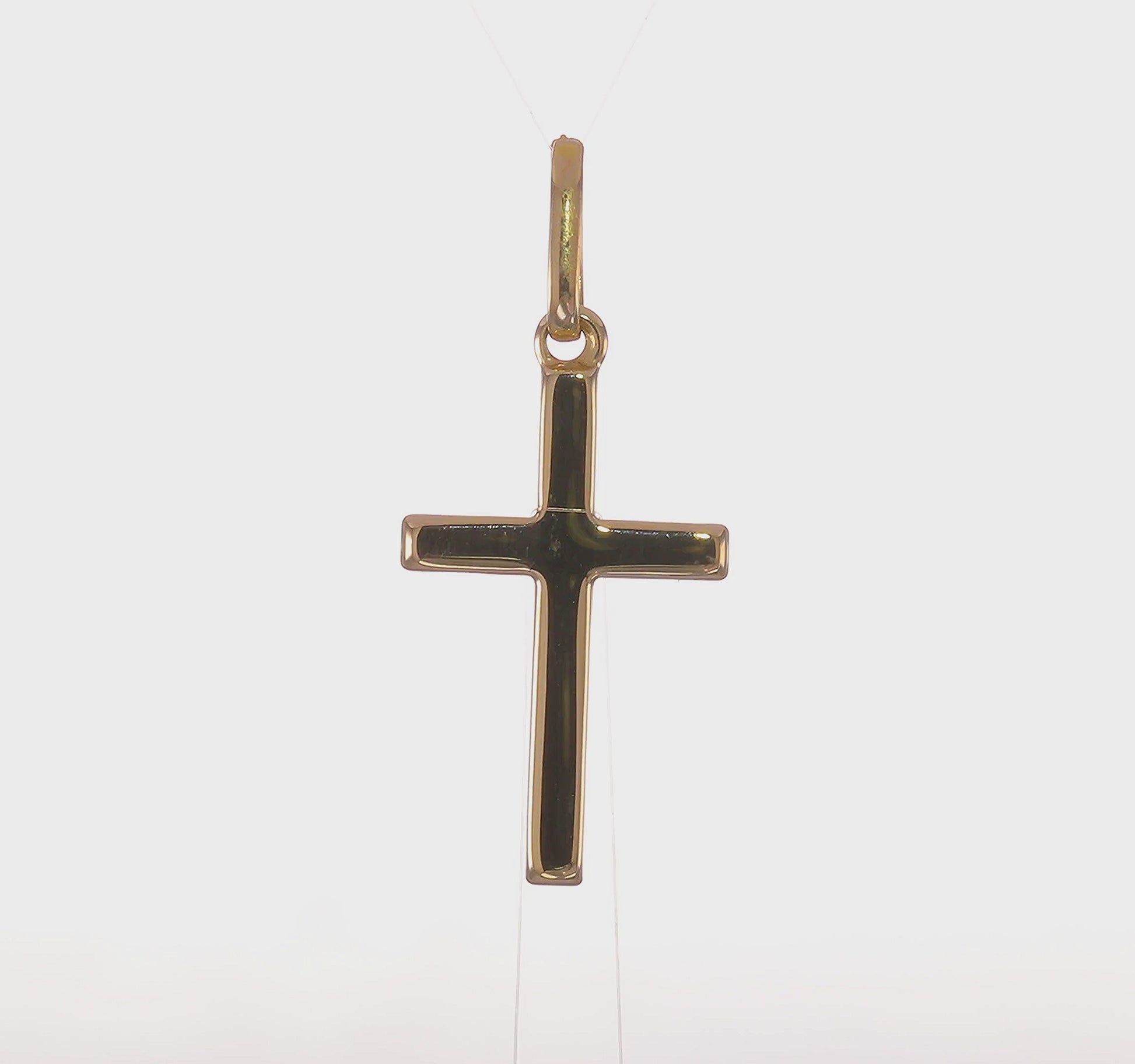 14K Yellow Gold Polished Latin Cross Pendant – 360-Degree Video