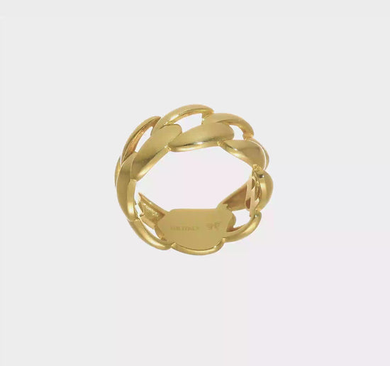 14K Gold Curb Link Cocktail Ring - video