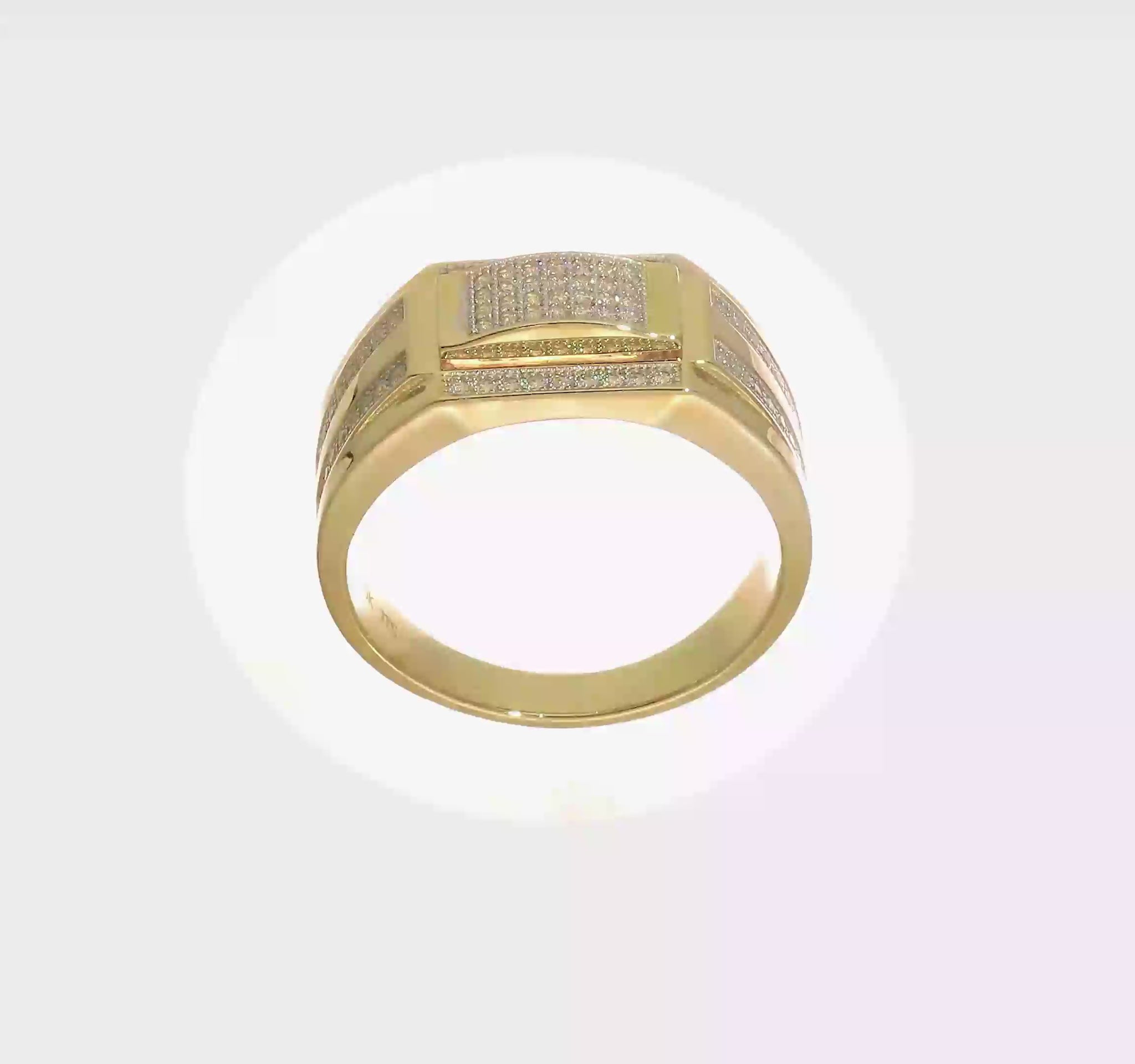 10K yellow gold micro pave CZ signet ring video - 10C1421
