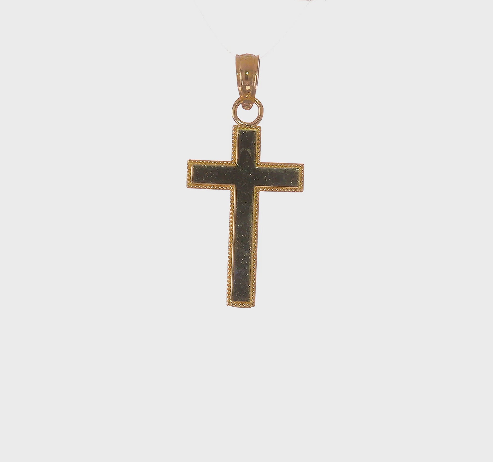 14K Gold Beaded Edge Cross Charm video