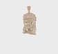10K yellow gold CZ micro pave Jesus face pendant video - 10C1457