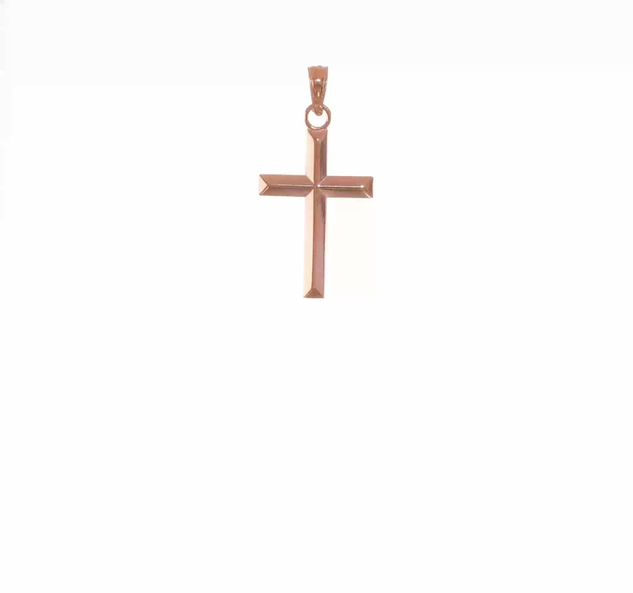 14K Rose Gold Small Reversible Cross Pendant - product video