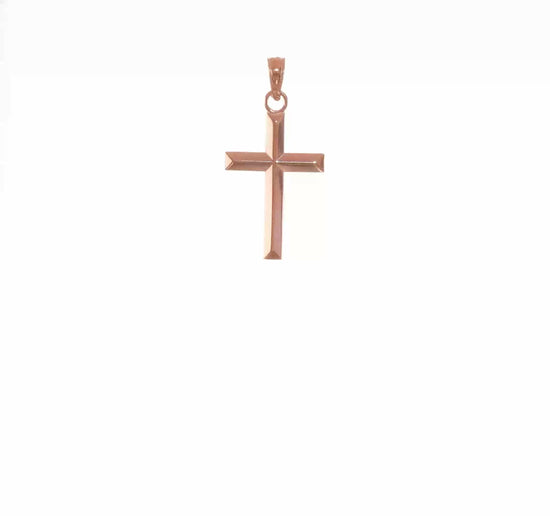 14K Rose Gold Small Reversible Cross Pendant - product video