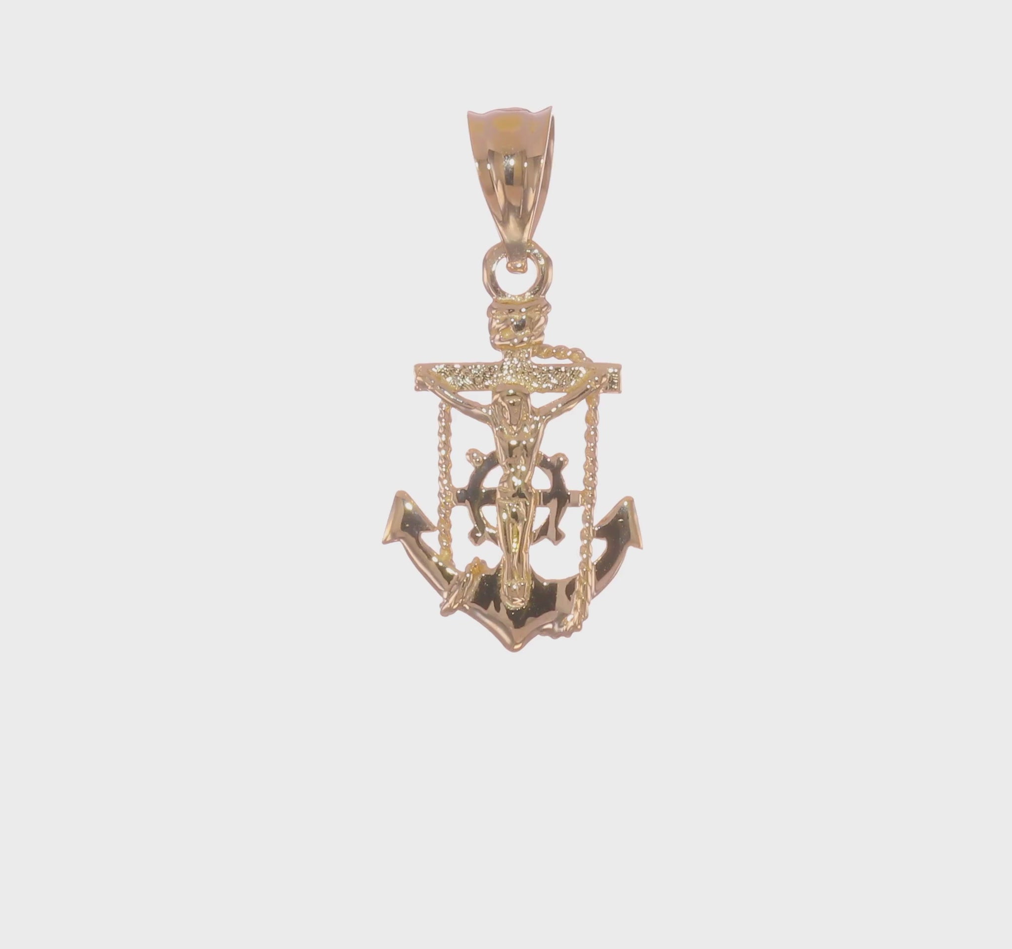 14K Yellow Gold Mariner Crucifix Pendant video