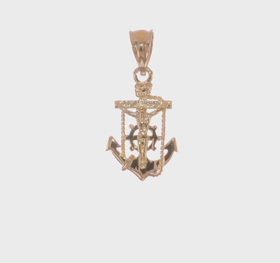 14K Yellow Gold Mariner Crucifix Pendant video