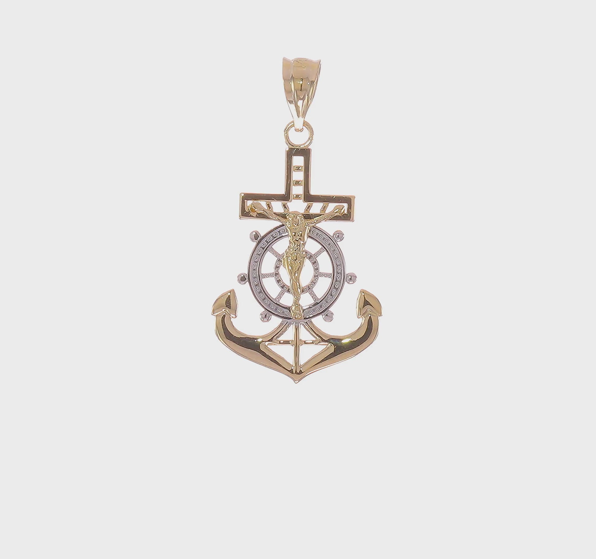 14K Gold Diamond-Cut Mariners Crucifix Pendant video